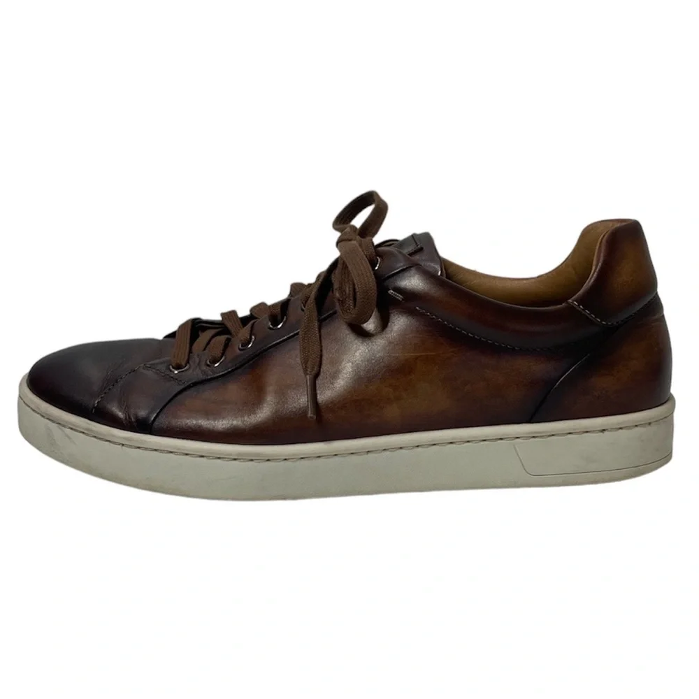 Magnanni Leather Sneakers High Quality Luxury Made In Spain Brown Mens Size 9